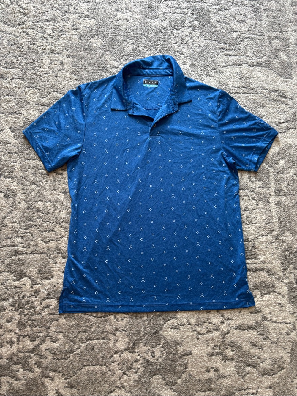 Travis Mathew PGA Tour Blue Short Sleeve Performance Polo Shirt